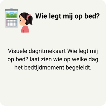 Linktegel naar de visuele dagritmekaart wie legt mij op bed