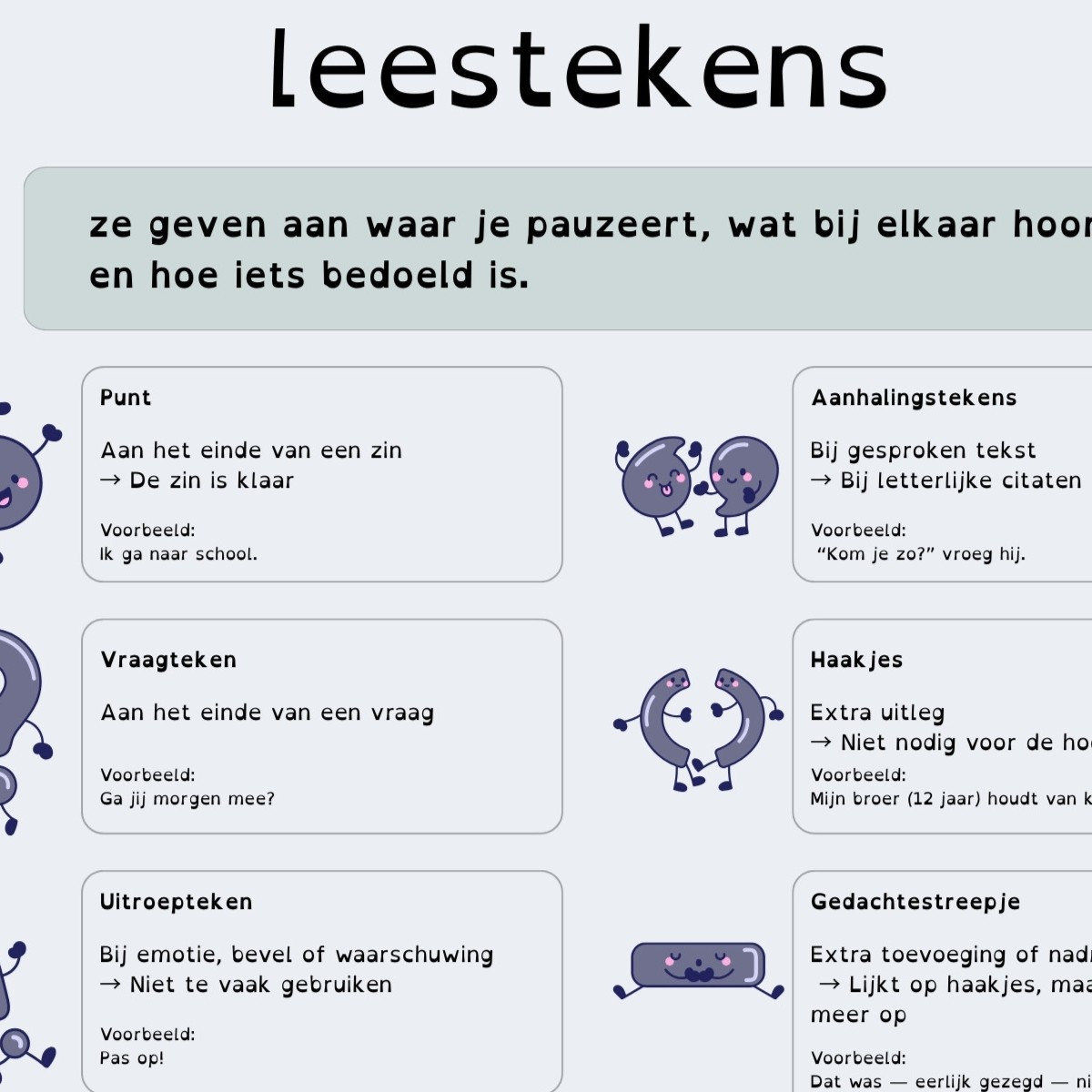 ga naar kennisplaat leestekens