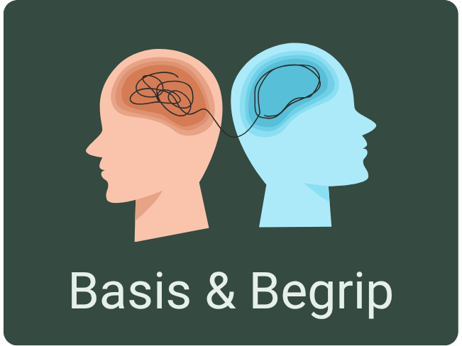 2 hoofden met gedachten, link naar basis en begrip bij adhd