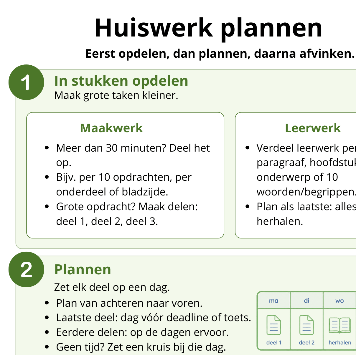 ga naar huiswerk plannen