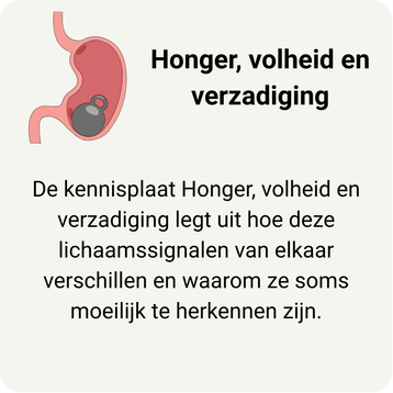 Tegel naar de pagina van honger volheid en verzadiging