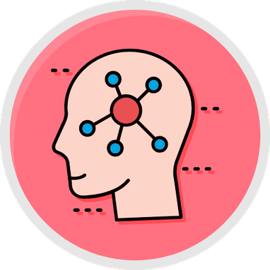 Hoofd met verbonden knooppunten als symbool voor kennisplaten over psychologie en gedrag