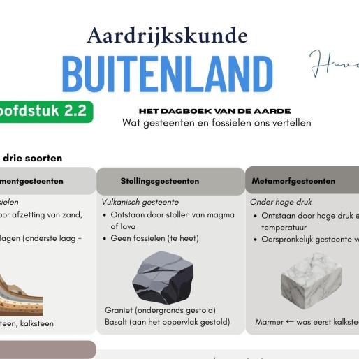 Gesteenten en fossielen geven informatie over het verleden van de aarde. Je ziet hoe fossielen ontstaan, welke soorten gesteenten er zijn en hoe wetenschappers de ouderdom van gesteentelagen bepalen.