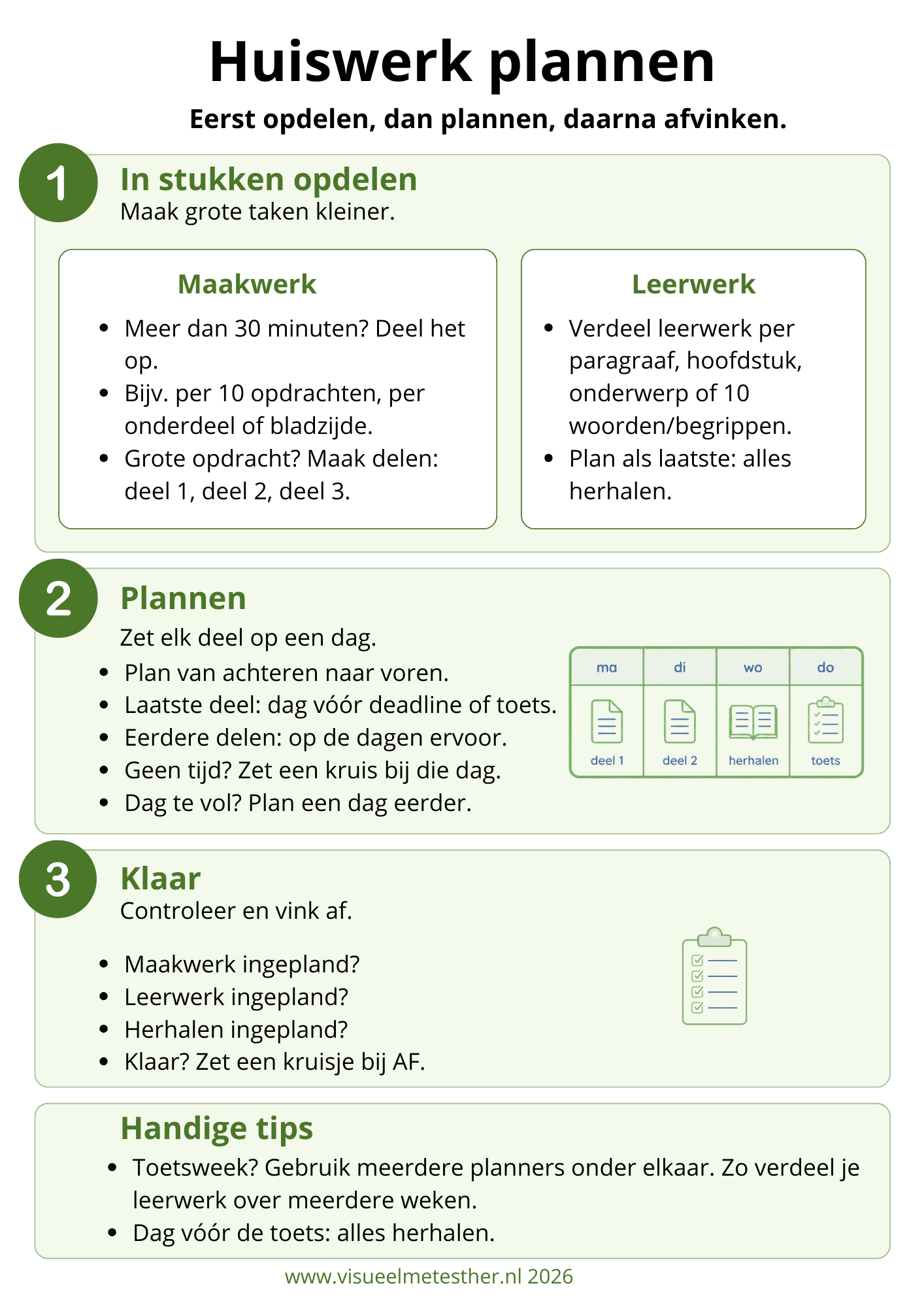 Kennisplaat huiswerk plannen