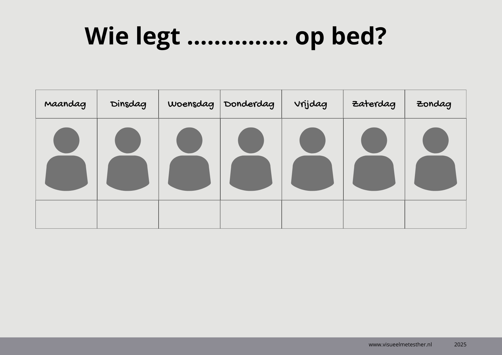 Schema Wie legt mij op bed?