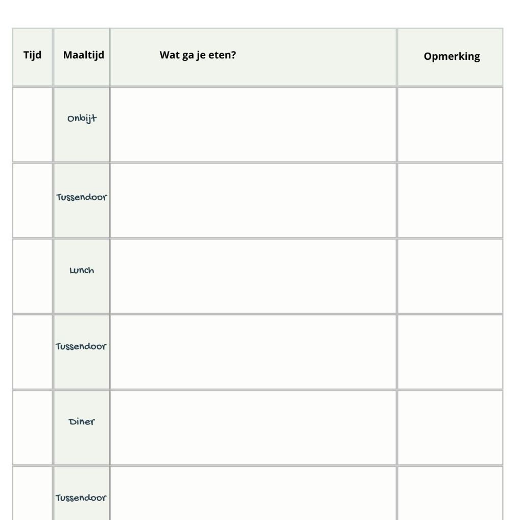 Link naar werkblad Dagmeu plannen