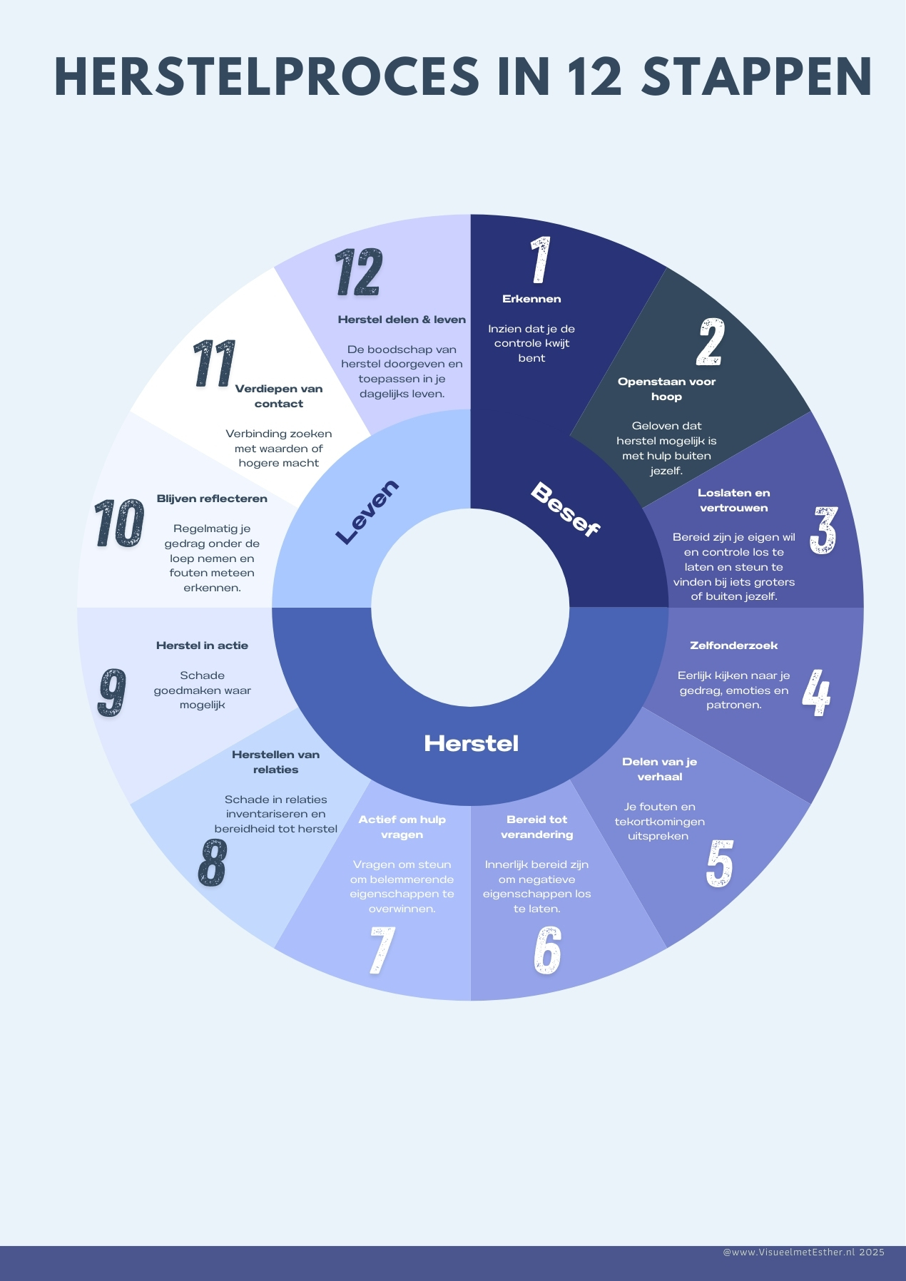 Kennisplaat over de 12 stappen naar herstel