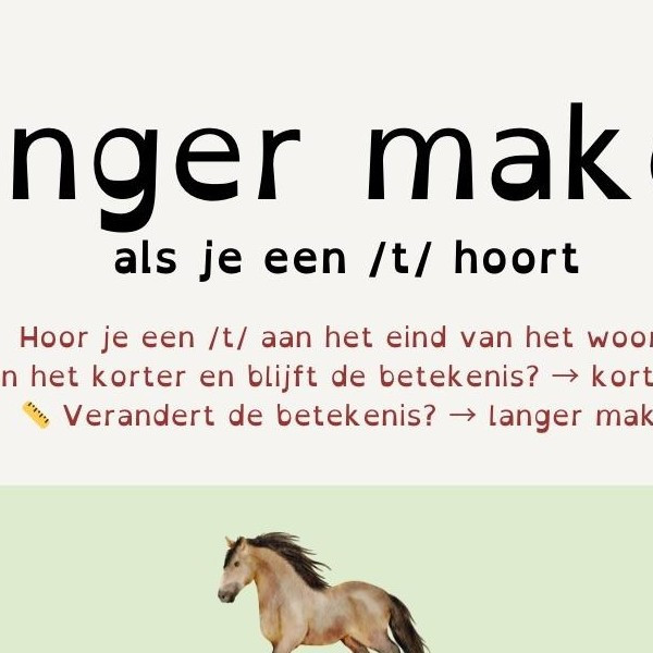 Kennisplaat Langer maken met uitleg hoe je een woord verlengt om de juiste spelling van een klank te controleren.