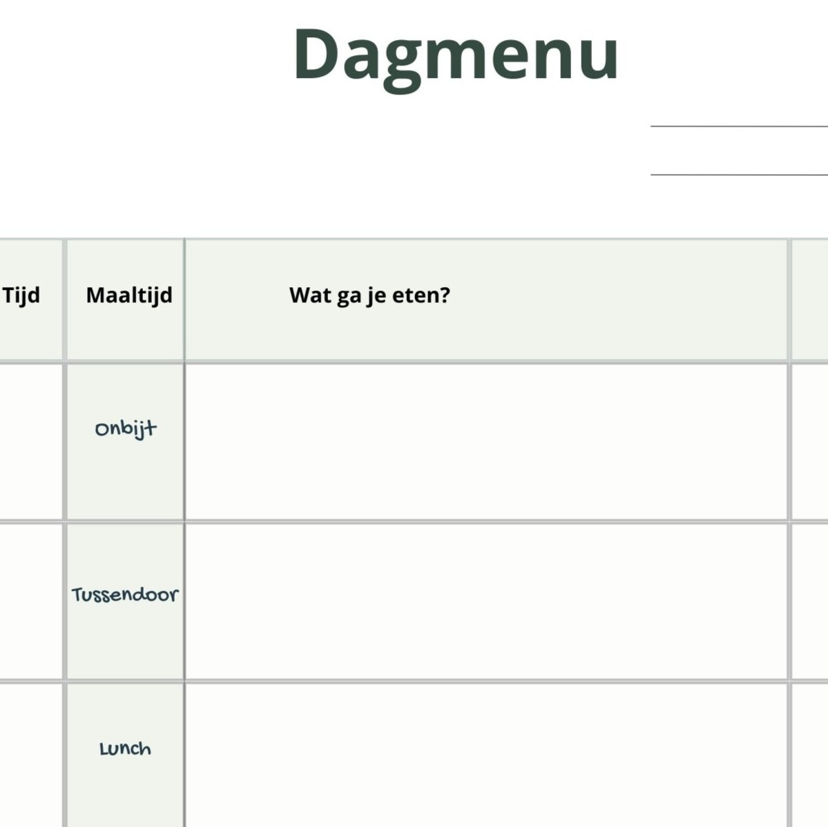 ga naar dagmenu